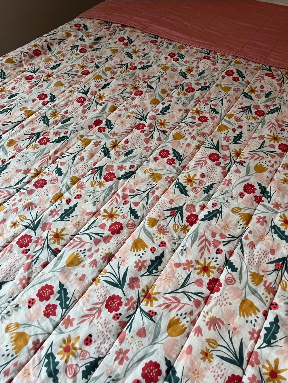 Pillow fort Garden Floral Cotton Quilt And Sham- reversible